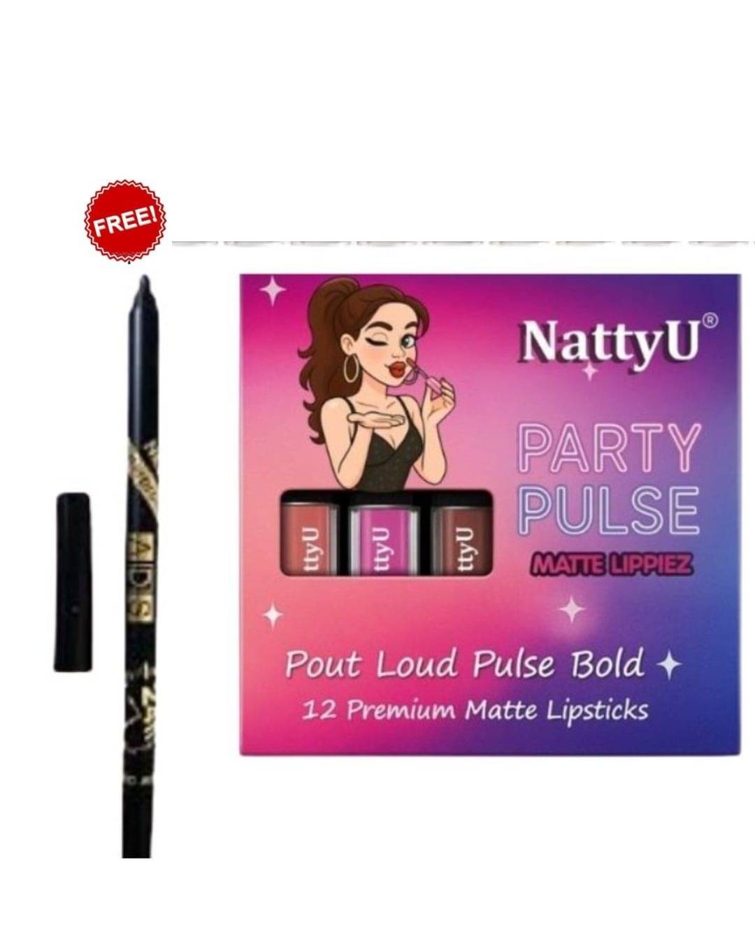    			NattyU Multi Matte Long Lasting Liquid Lipstick ( Pack of 12 )