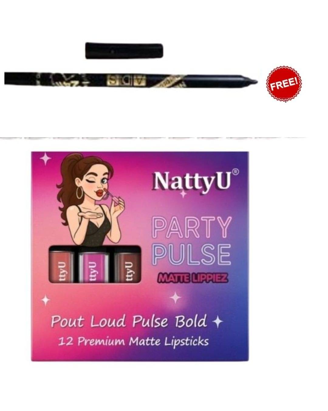     			NattyU Multi Matte Long Lasting Liquid Lipstick ( Pack of 12 )