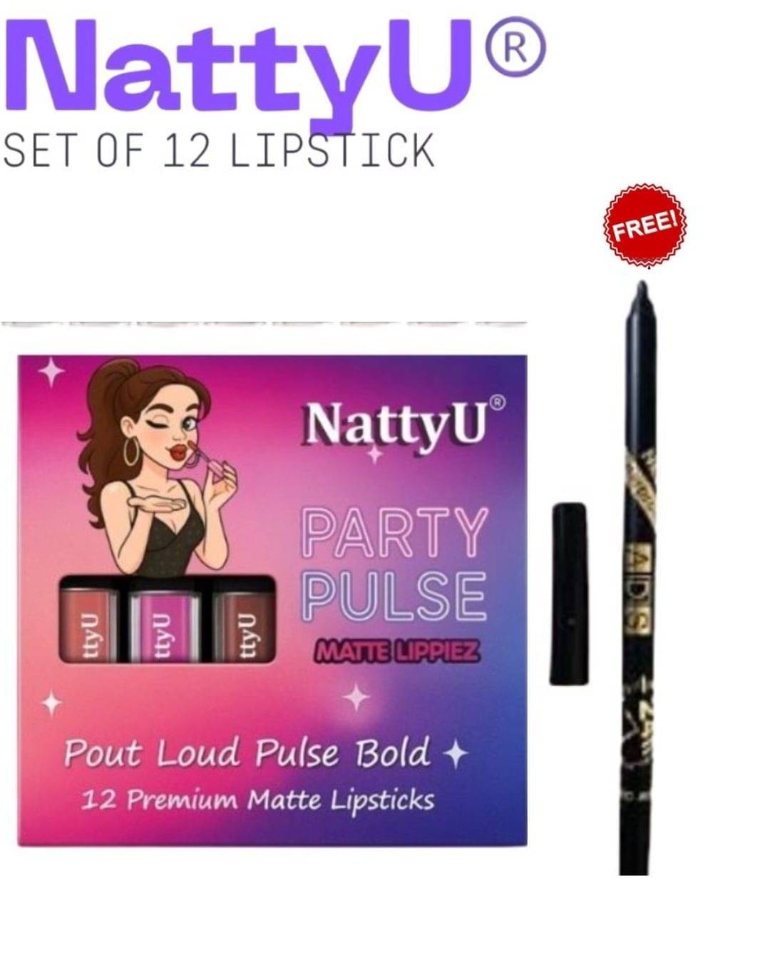 NattyU Multi Matte Long Lasting Liquid Lipstick ( Pack of 12 ) NattyU Multi Matte Long Lasting Liquid Lipstick ( Pack of 12 )