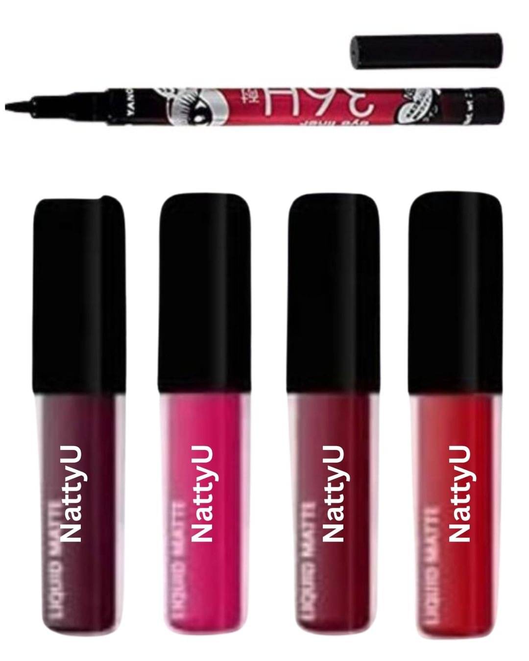     			NattyU Multi Matte Waterproof Liquid Lipstick ( Pack of 4 )