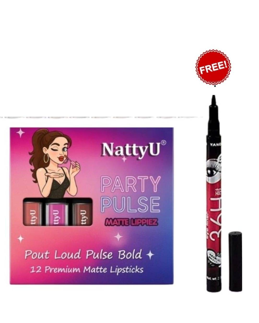     			NattyU Multi Matte Waterproof Liquid Lipstick ( Pack of 12 )