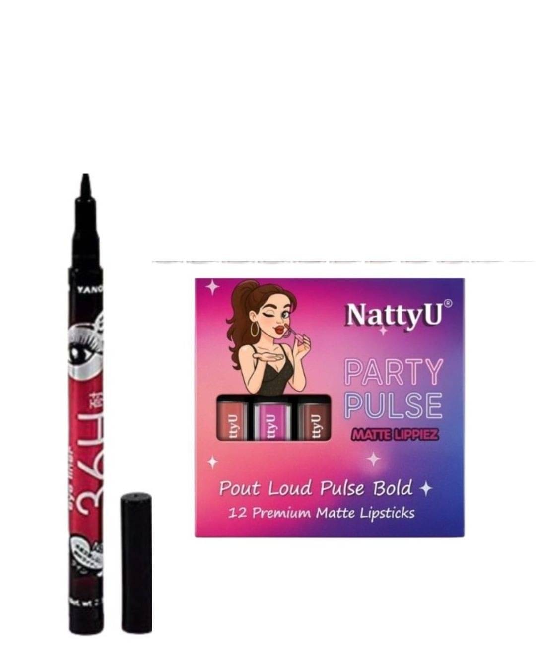    			NattyU Multi Matte Waterproof Liquid Lipstick ( Pack of 12 )