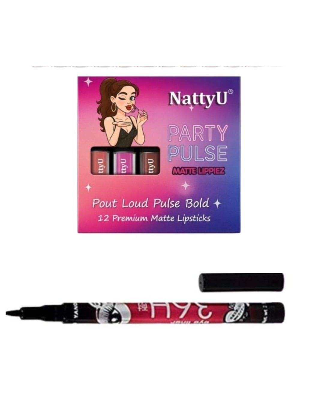     			NattyU Multi Matte Waterproof Liquid Lipstick ( Pack of 12 )
