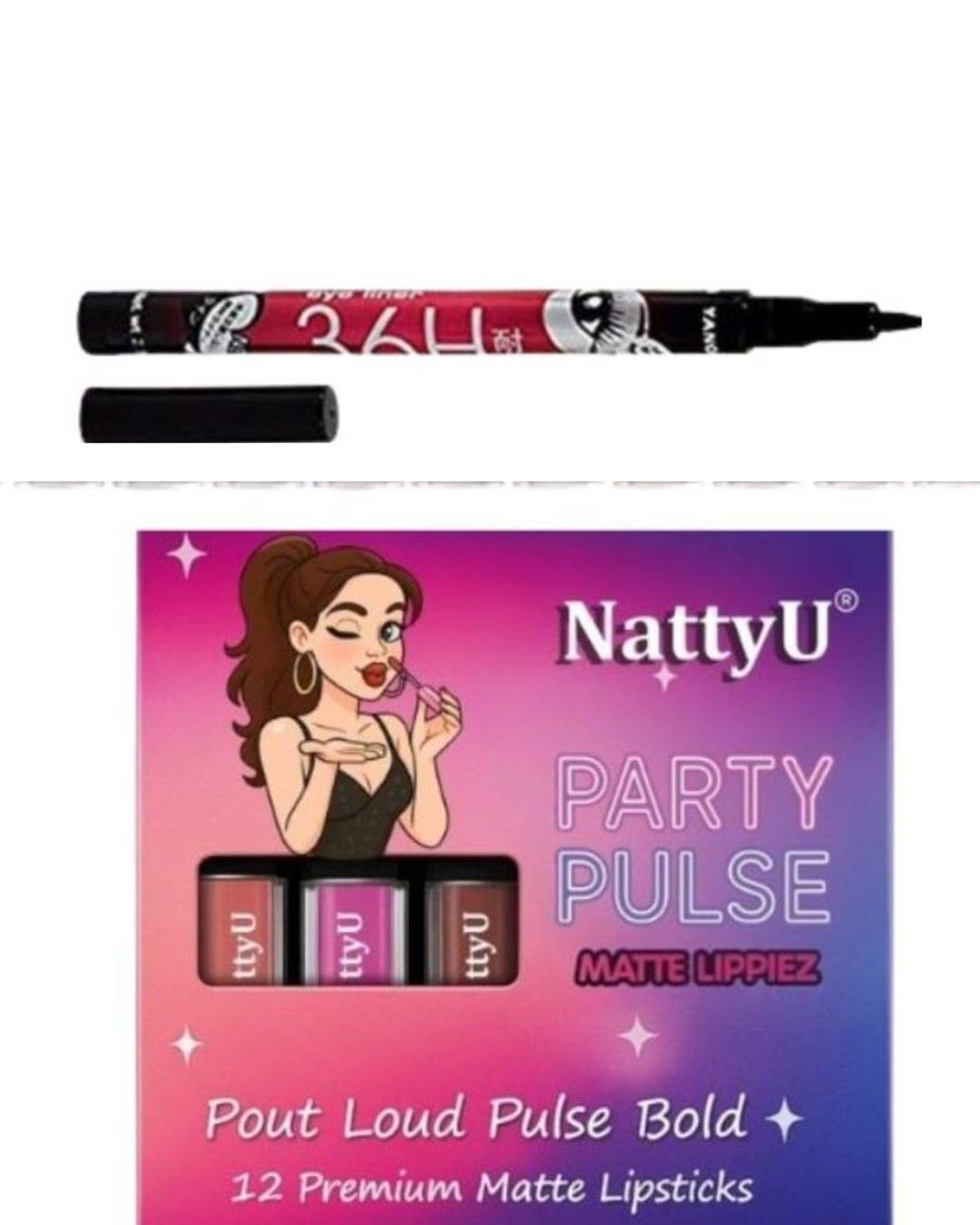     			NattyU Multi Matte Waterproof Liquid Lipstick ( Pack of 12 )