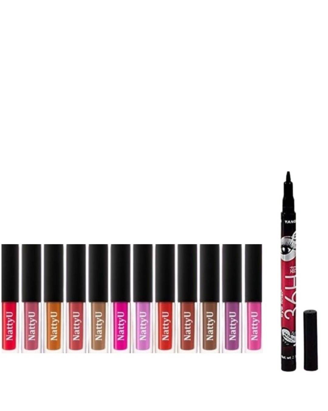     			NattyU Multi Matte Waterproof Liquid Lipstick ( Pack of 12 )
