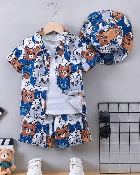     			Ocvito Pack of 1 Baby Boys Cotton Blend Shirt & Shorts Set ( Blue )