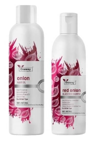 Onion Hair Care Combo – Red Onion Hair Oil 200ml & Red Onion Black Seed Shampoo 100ml Onion Hair Care Combo – Red Onion Hair Oil 200ml & Red Onion Black Seed Shampoo 100ml