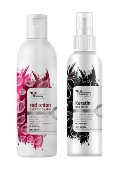 Onion Hair Care Combo – Red Onion Black Seed Shampoo 100ml & Keratin Hair Serum 100ml Onion Hair Care Combo – Red Onion Black Seed Shampoo 100ml & Keratin Hair Serum 100ml