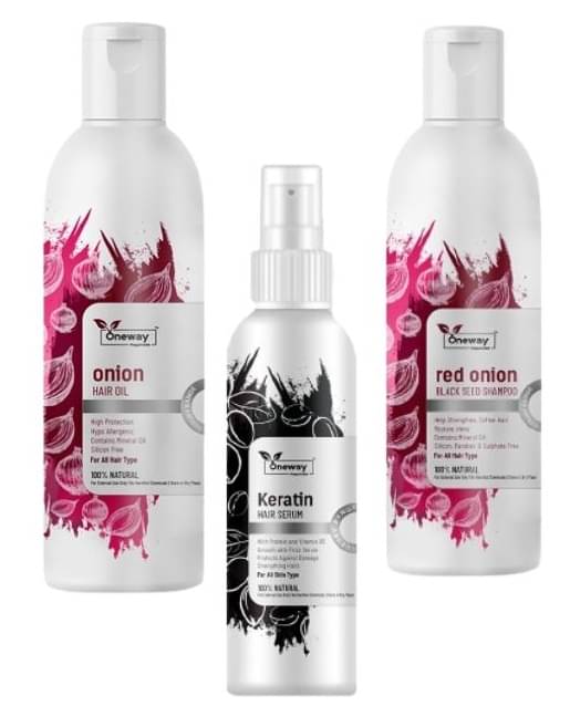 Onion Hair Care Combo – Red Onion Black Seed Shampoo 100ml, Red Onion Hair Oil 100ml & Keratin Hair Serum 100ml Onion Hair Care Combo – Red Onion Black Seed Shampoo 100ml, Red Onion Hair Oil 100ml & Keratin Hair Serum 100ml