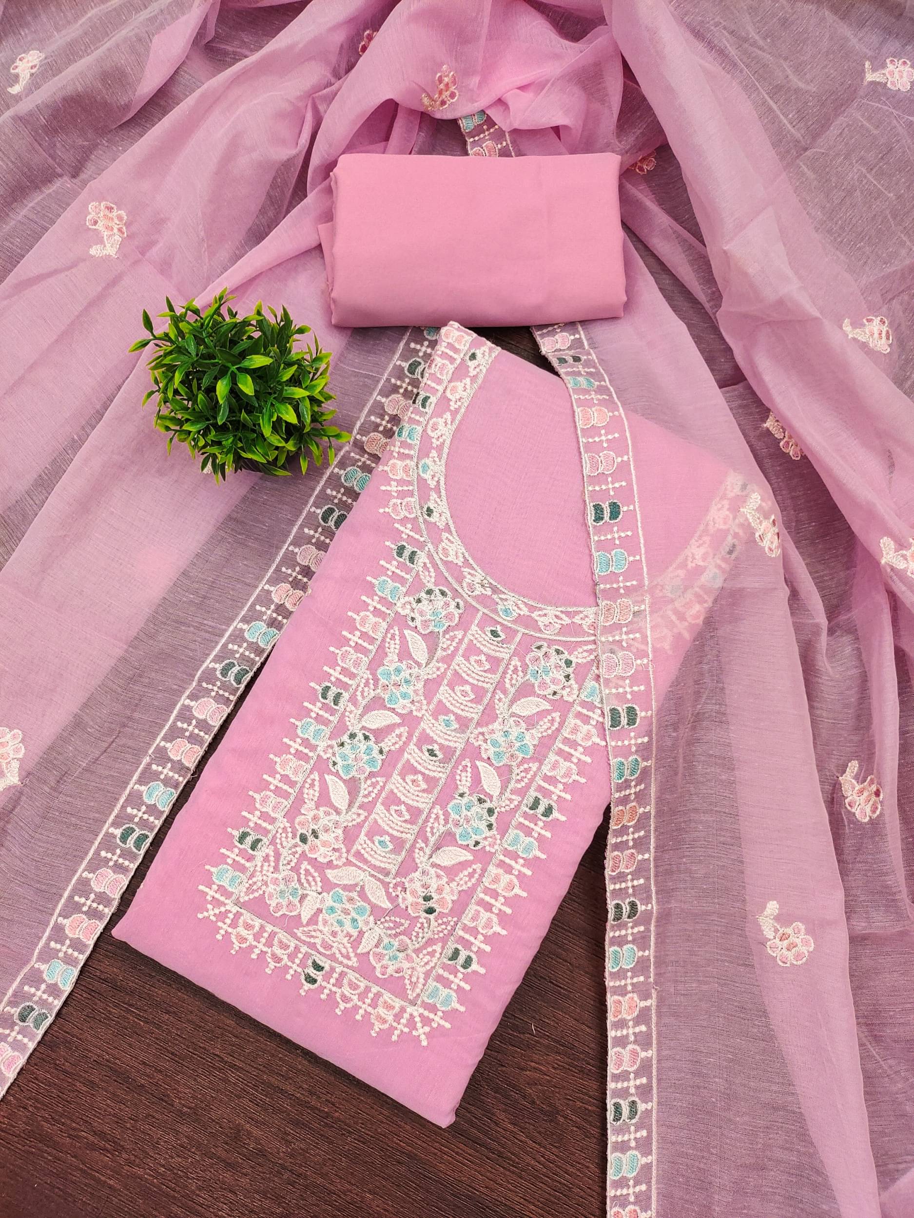     			PANZORA Women Chanderi Unstitched Dress Material ( Pink )