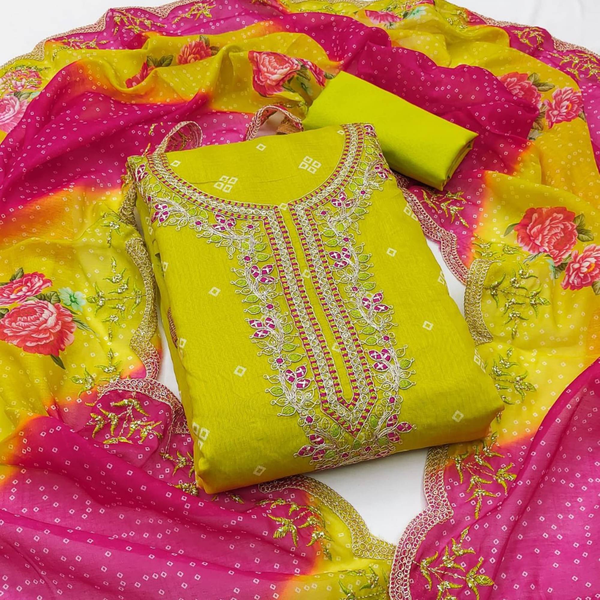 PANZORA Women Chanderi Unstitched Dress Material ( Green ) PANZORA Women Chanderi Unstitched Dress Material ( Green )