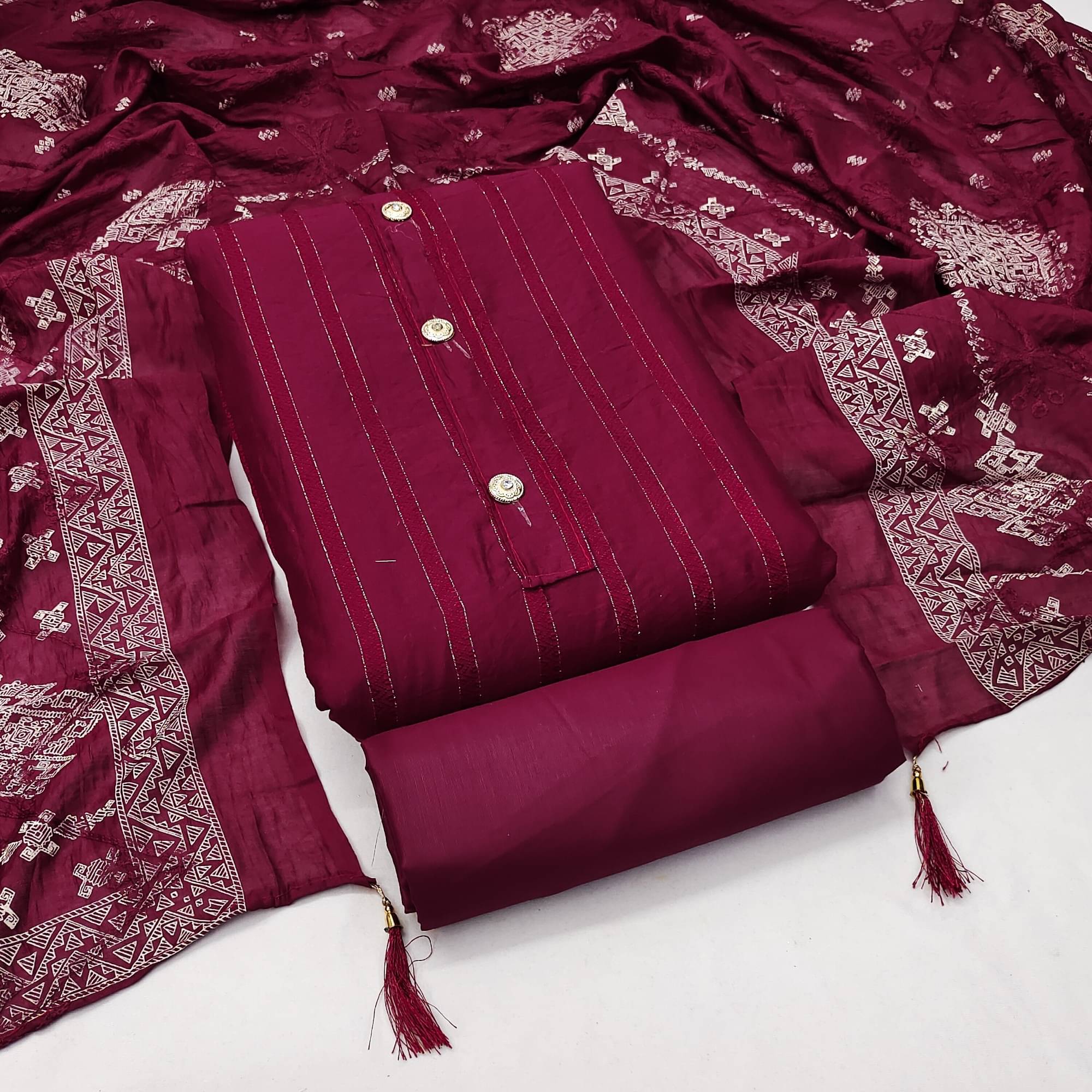 PANZORA Women Cotton Blend Unstitched Dress Material ( Red ) PANZORA Women Cotton Blend Unstitched Dress Material ( Red )