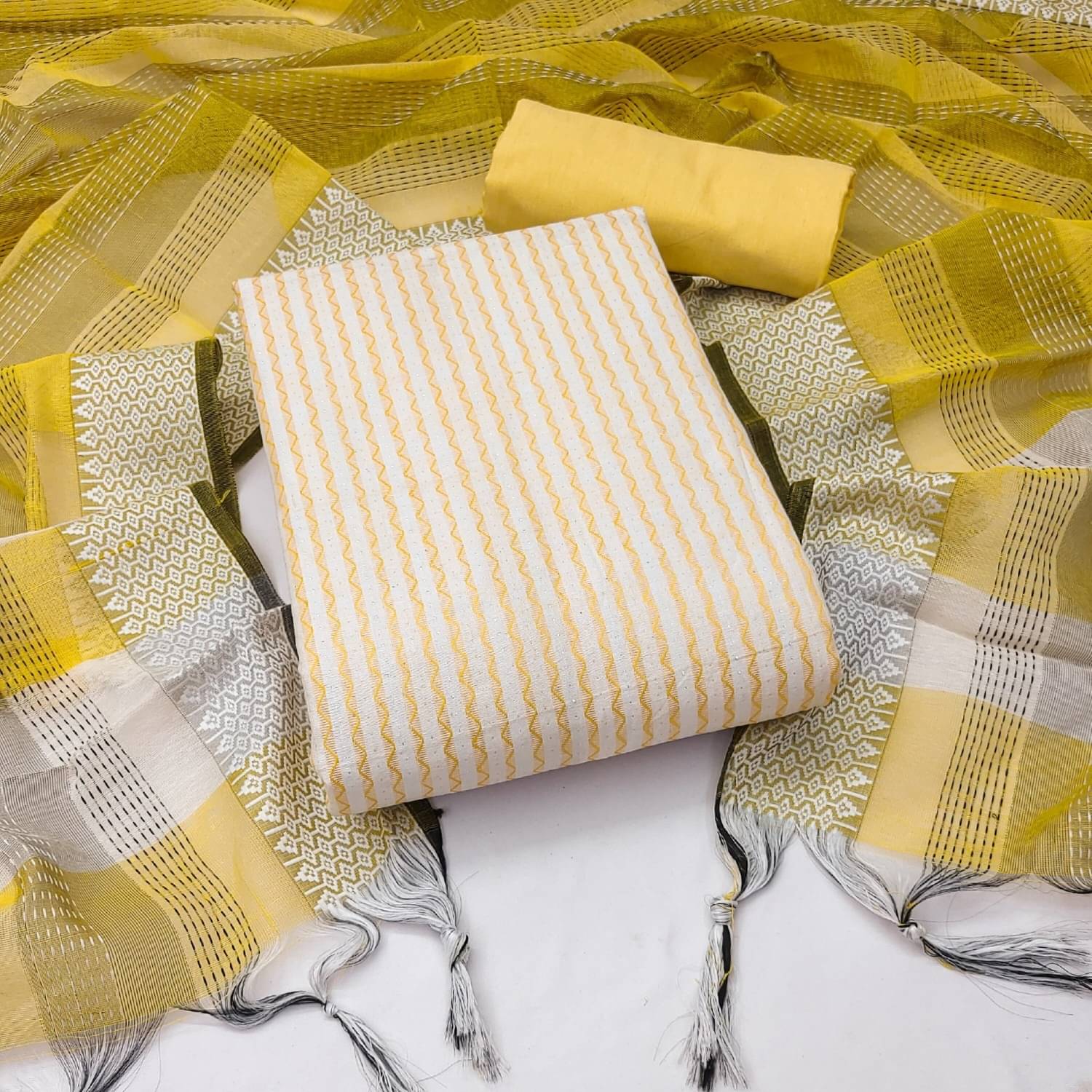     			PANZORA Women Cotton Blend Unstitched Dress Material ( Yellow )