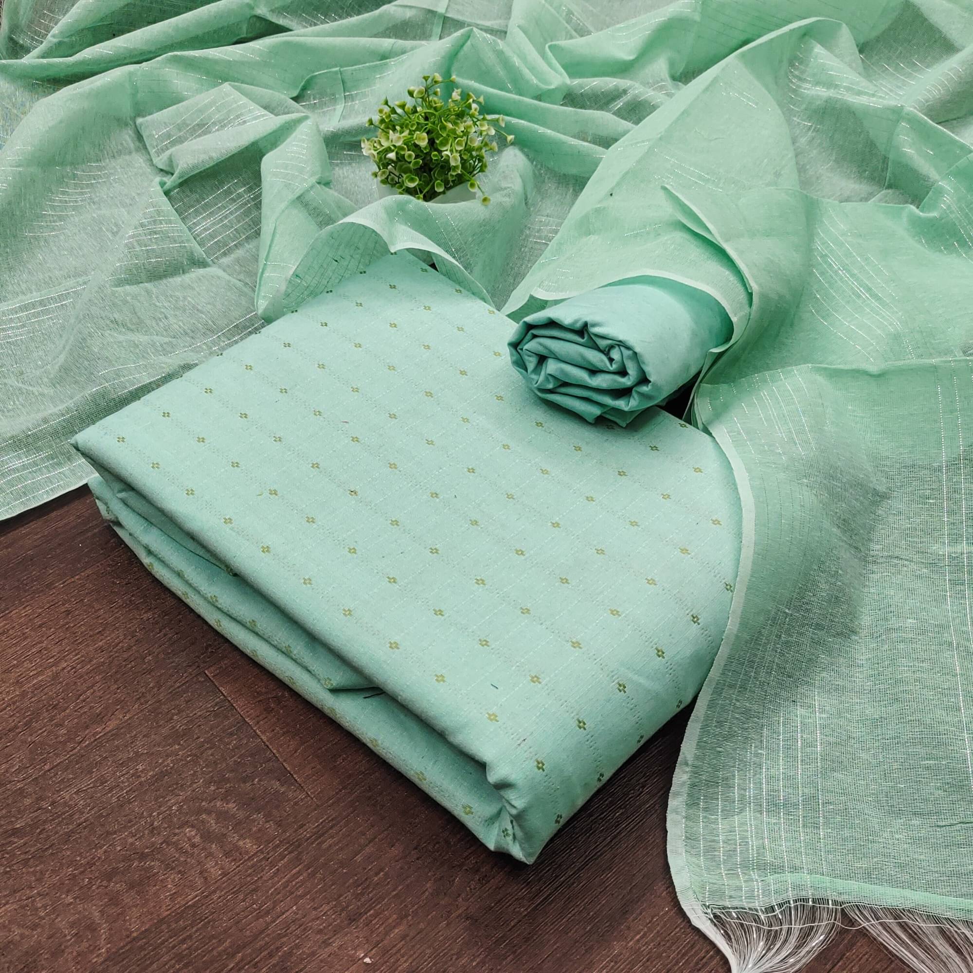    			PANZORA Women Cotton Blend Unstitched Dress Material ( Sea Green )