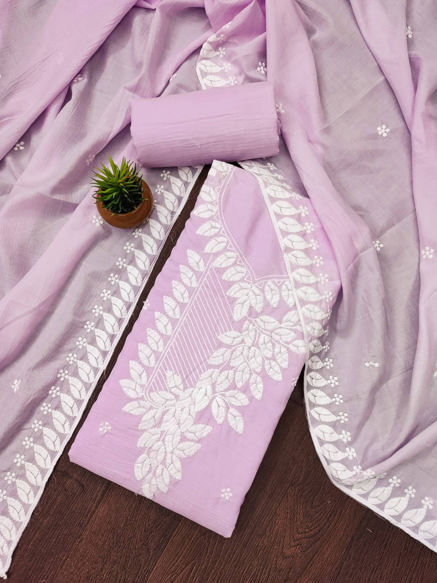     			PANZORA Women Cotton Blend Unstitched Dress Material ( Lavender )