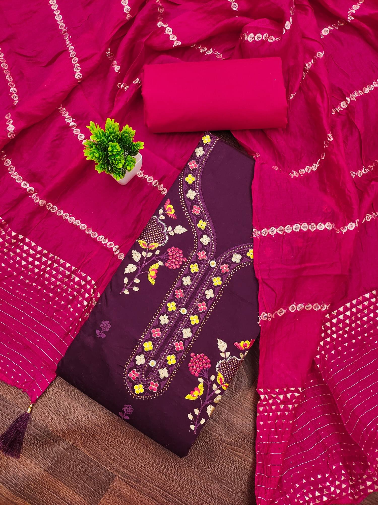     			PANZORA Women Cotton Unstitched Dress Material ( Purple )
