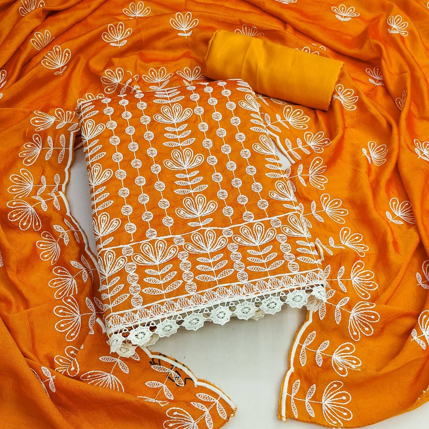 PANZORA Women Silk Blend Unstitched Dress Material ( Orange ) PANZORA Women Silk Blend Unstitched Dress Material ( Orange )