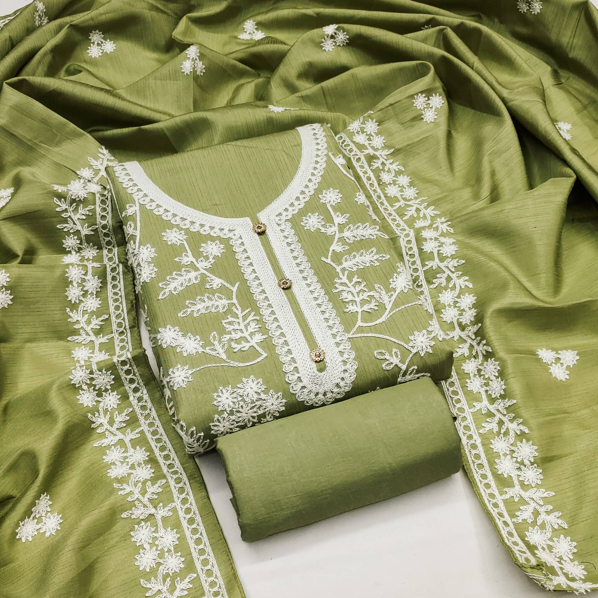 PANZORA Women Silk Blend Unstitched Dress Material ( Green ) PANZORA Women Silk Blend Unstitched Dress Material ( Green )