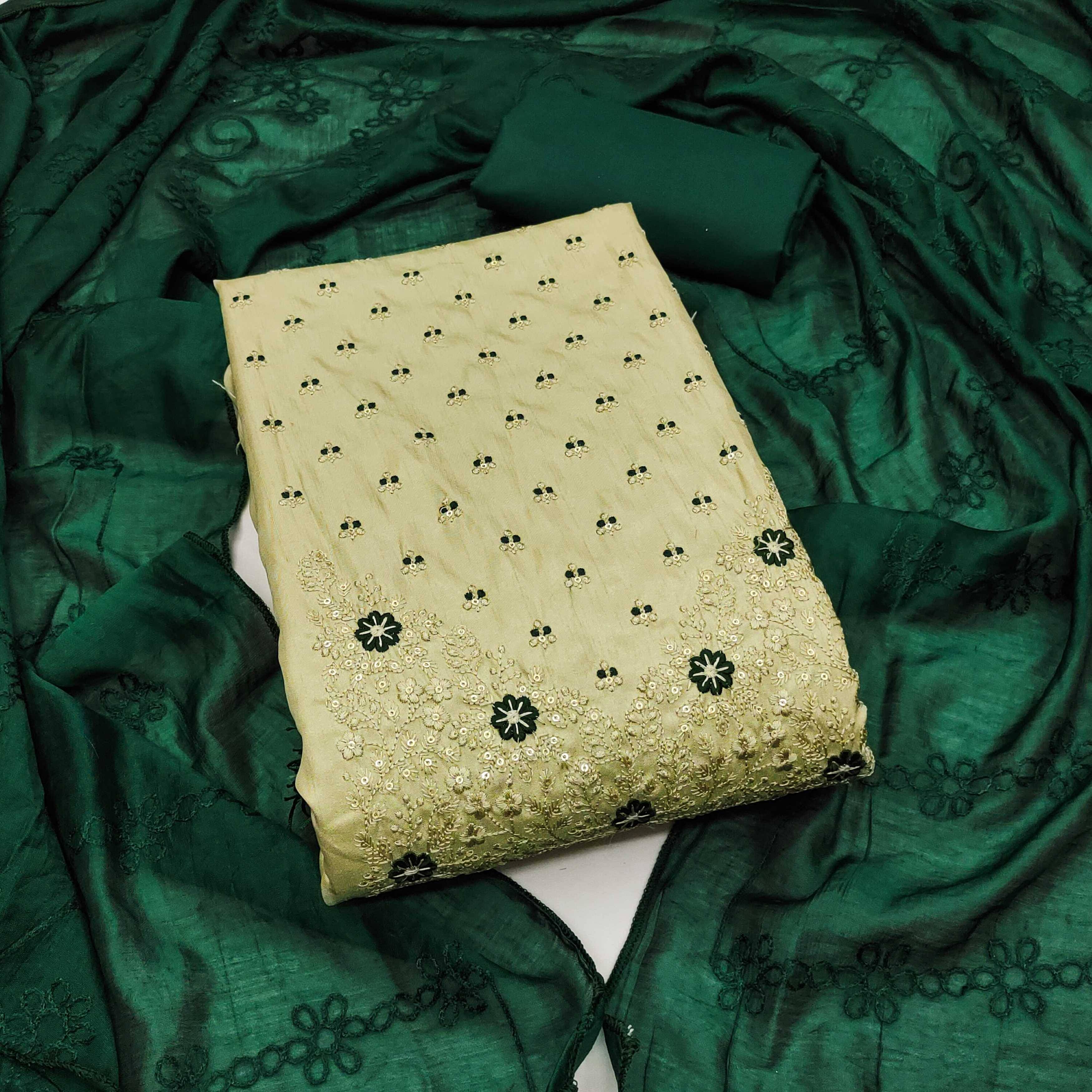 PANZORA Women Silk Blend Unstitched Dress Material ( Green ) PANZORA Women Silk Blend Unstitched Dress Material ( Green )
