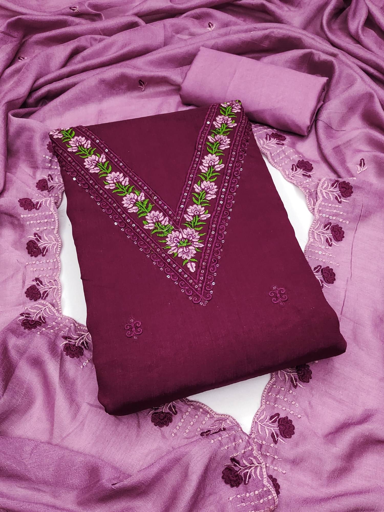     			PANZORA Women Silk Blend Unstitched Dress Material ( Purple )