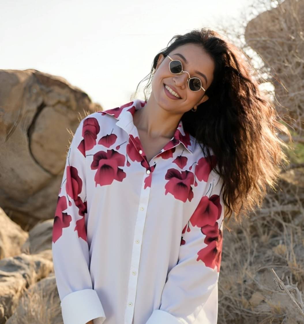 PLUS PARADISE Women Printed Cotton Shirt ( Pink ) PLUS PARADISE Women Printed Cotton Shirt ( Pink )