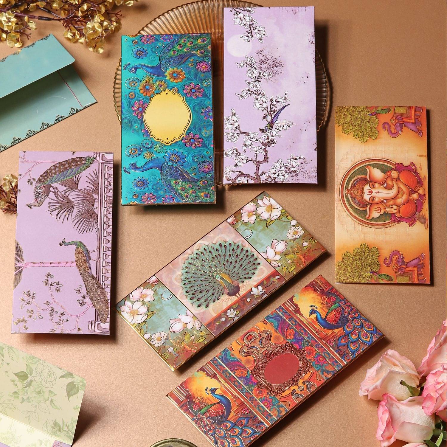 Pack of 12 Pcs Gold Foil Printing envelopes or gifting money on wedding Pack of 12 Pcs Gold Foil Printing envelopes or gifting money on wedding