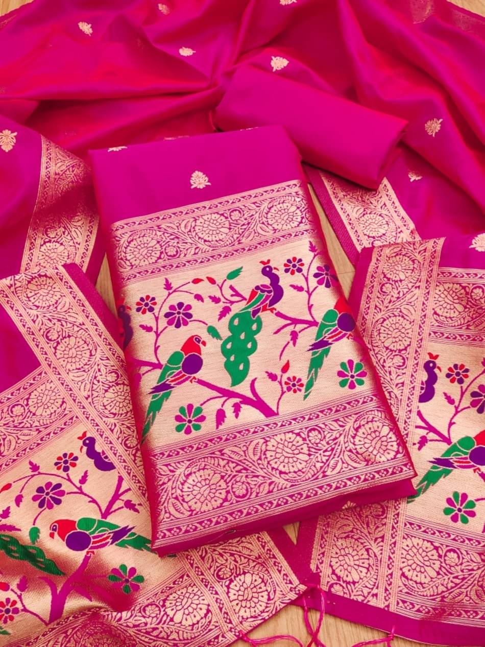     			Panbai sarees Women Banarasi Unstitched Dress Material ( Magenta )