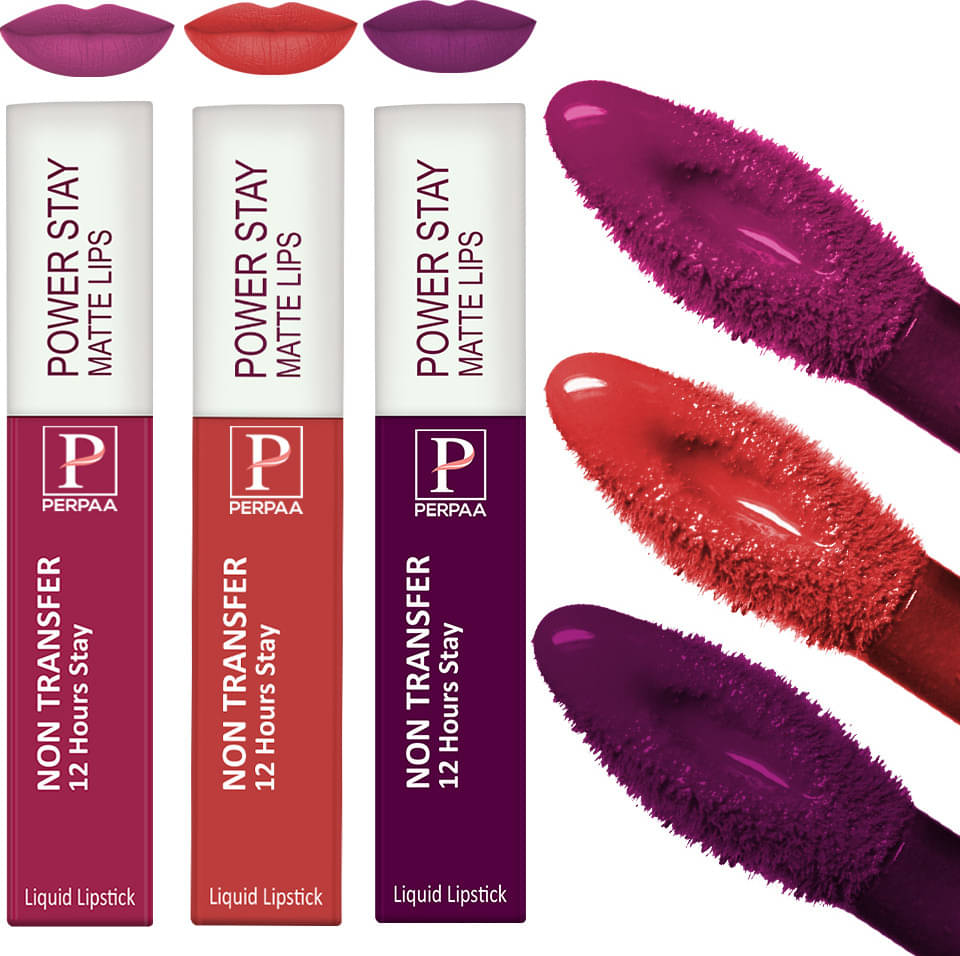     			Perpaa Multi Matte Long Lasting Liquid Lipstick ( Pack of 3 )