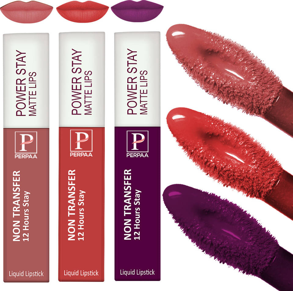     			Perpaa Multi Matte Long Lasting Liquid Lipstick ( Pack of 3 )