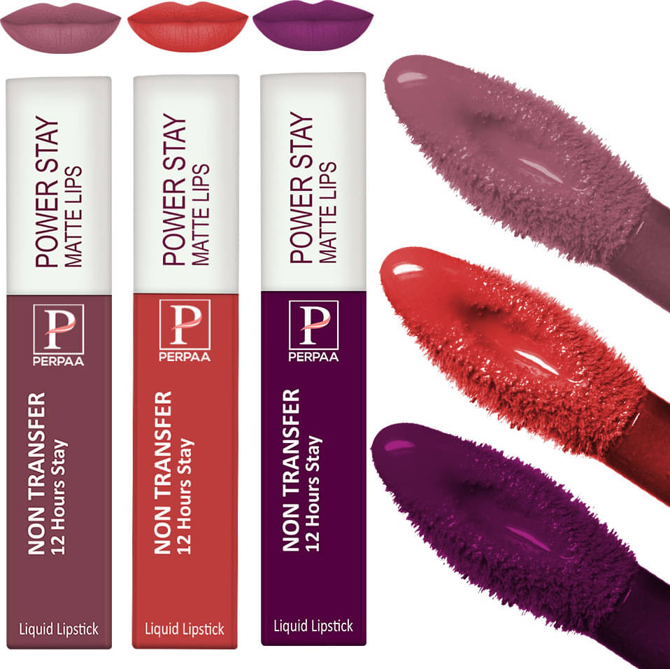     			Perpaa Multi Matte Long Lasting Liquid Lipstick ( Pack of 3 )