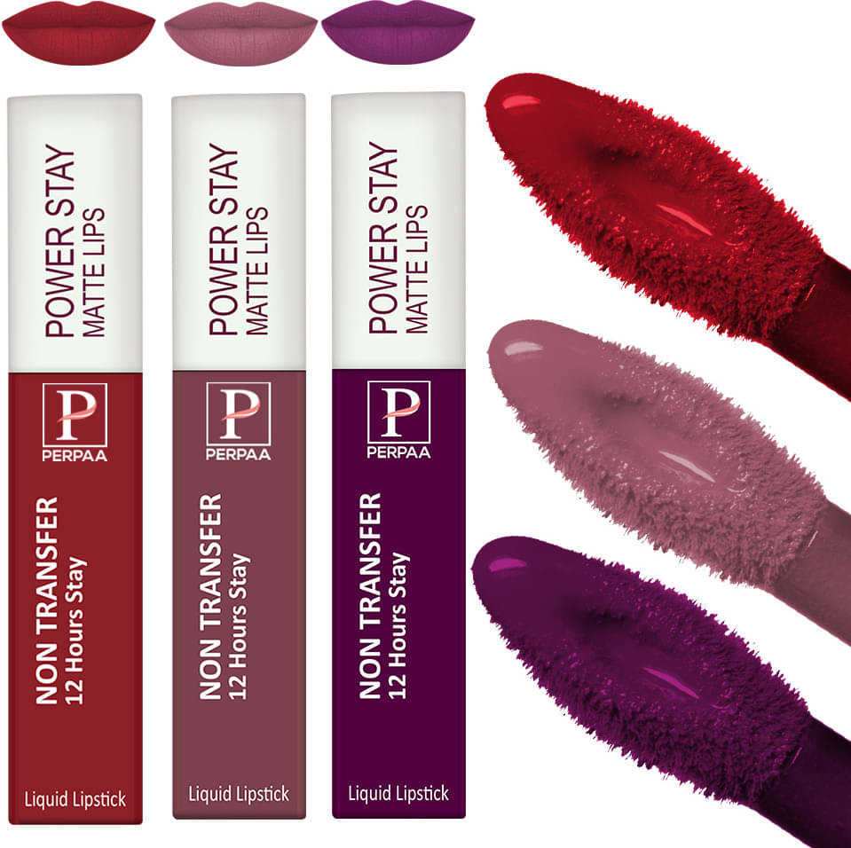     			Perpaa Multi Matte Long Lasting Liquid Lipstick ( Pack of 3 )