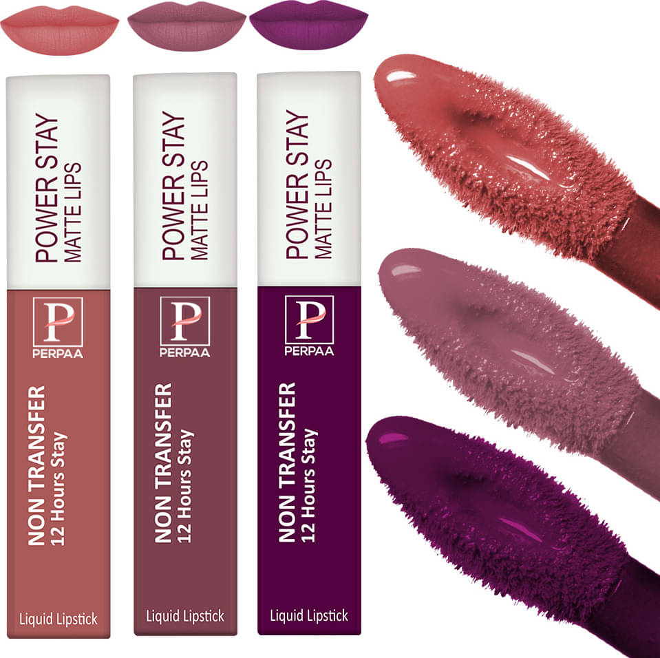     			Perpaa Multi Matte Long Lasting Liquid Lipstick ( Pack of 3 )