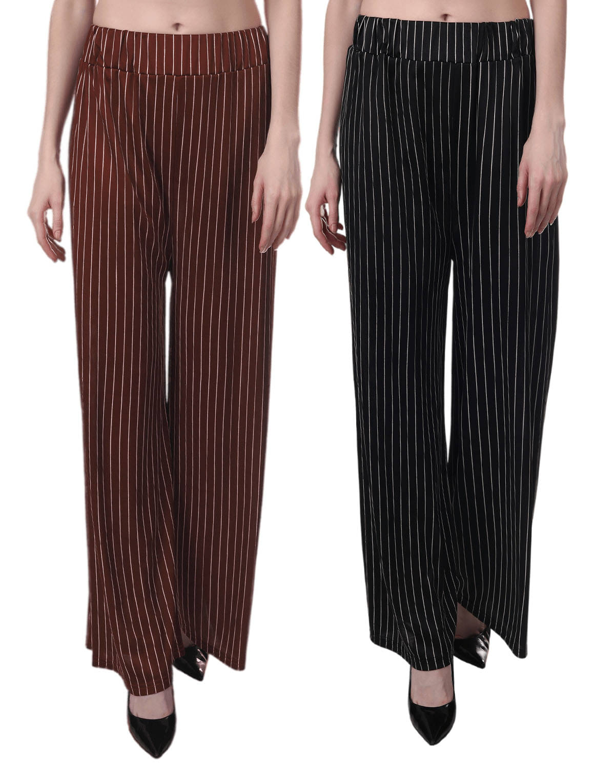     			Pixie Women Polyester Striped Palazzos ( Multicolor )