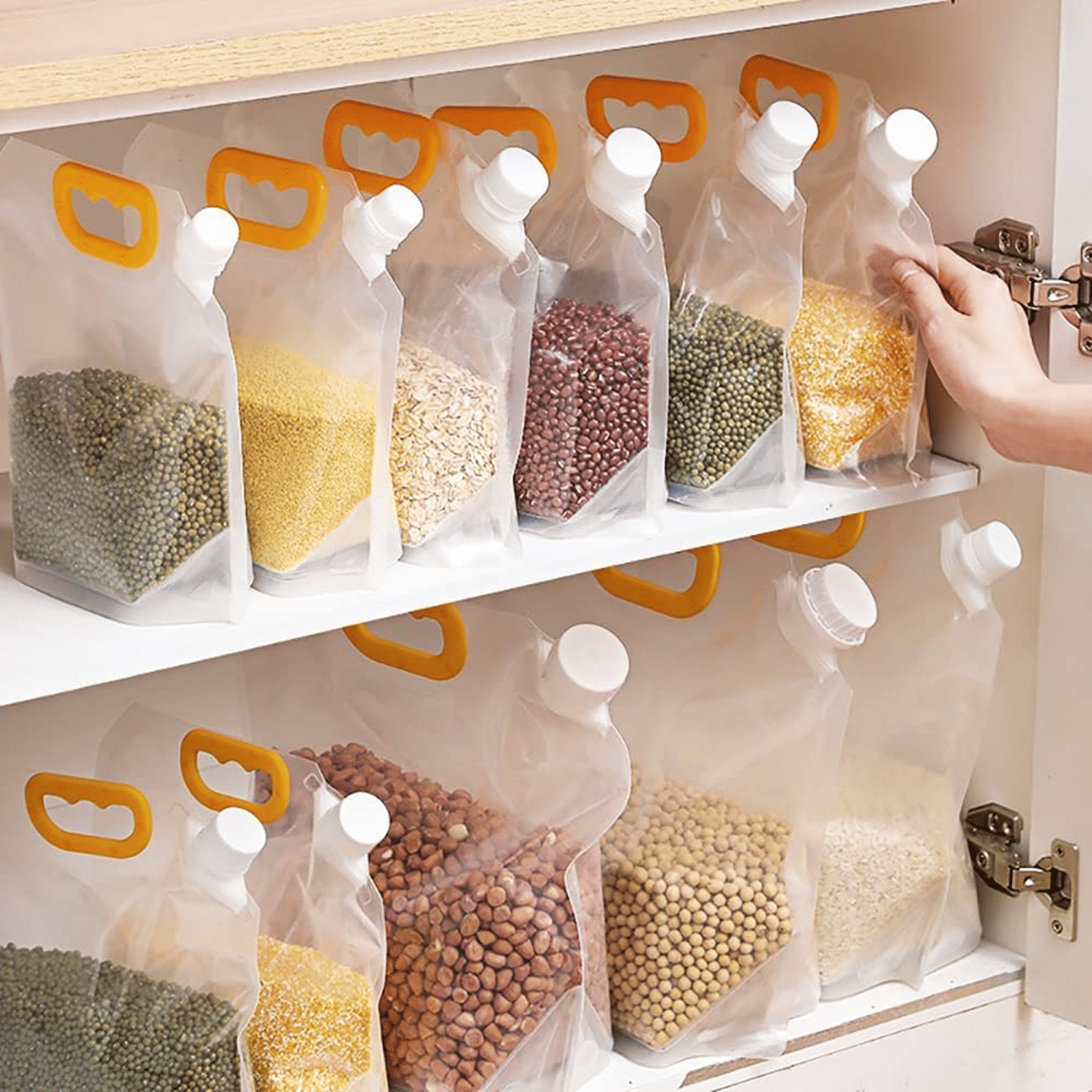     			Reusable Moisture-Proof Airtight Food Storage Pouches – Space Saving Plastic Containers for Grains, Snacks, Coffee, Sugar, Tea (Pack of 10)