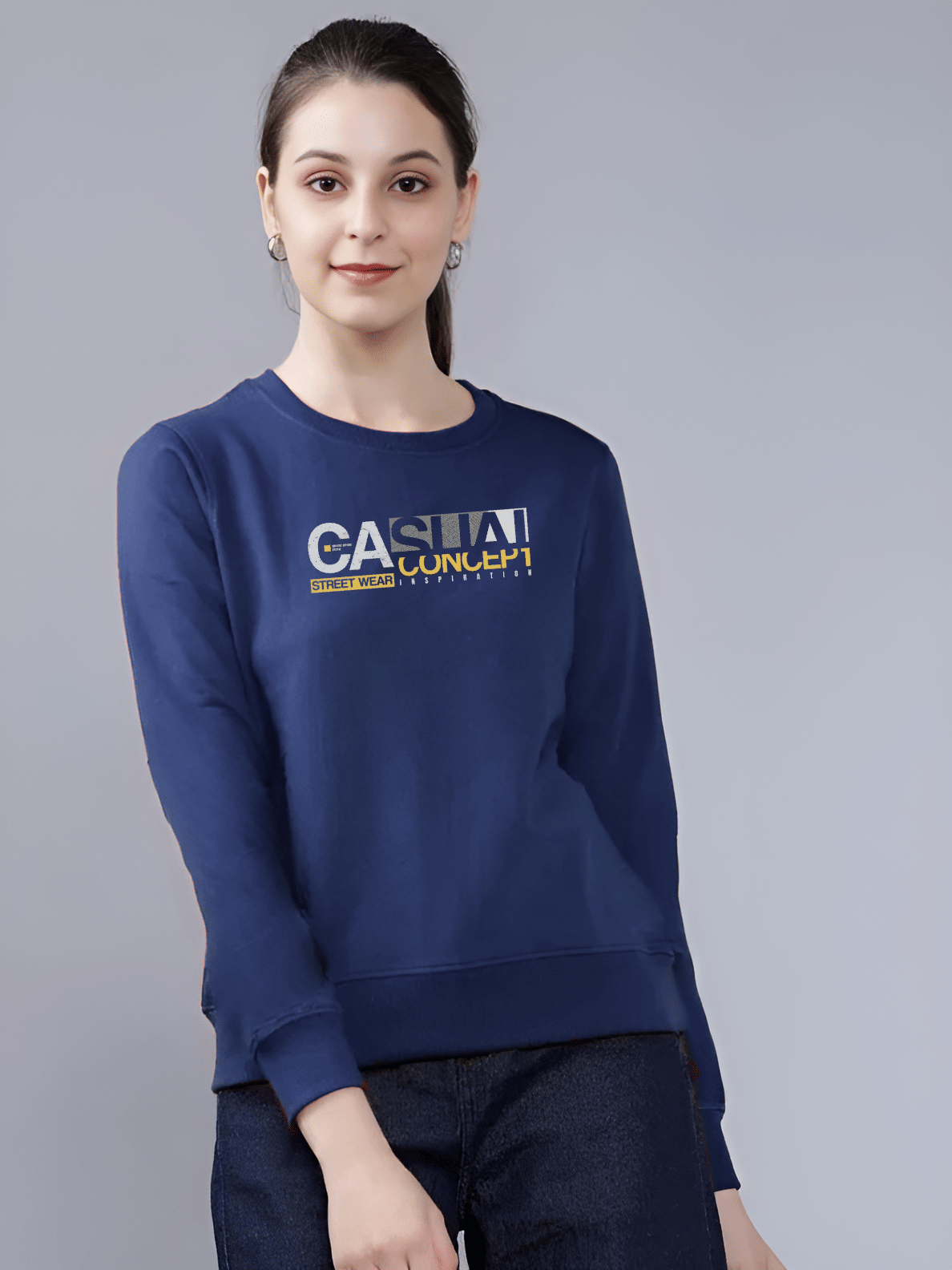     			Reya Cotton Blend Women's Non Hooded Sweatshirt ( Blue )