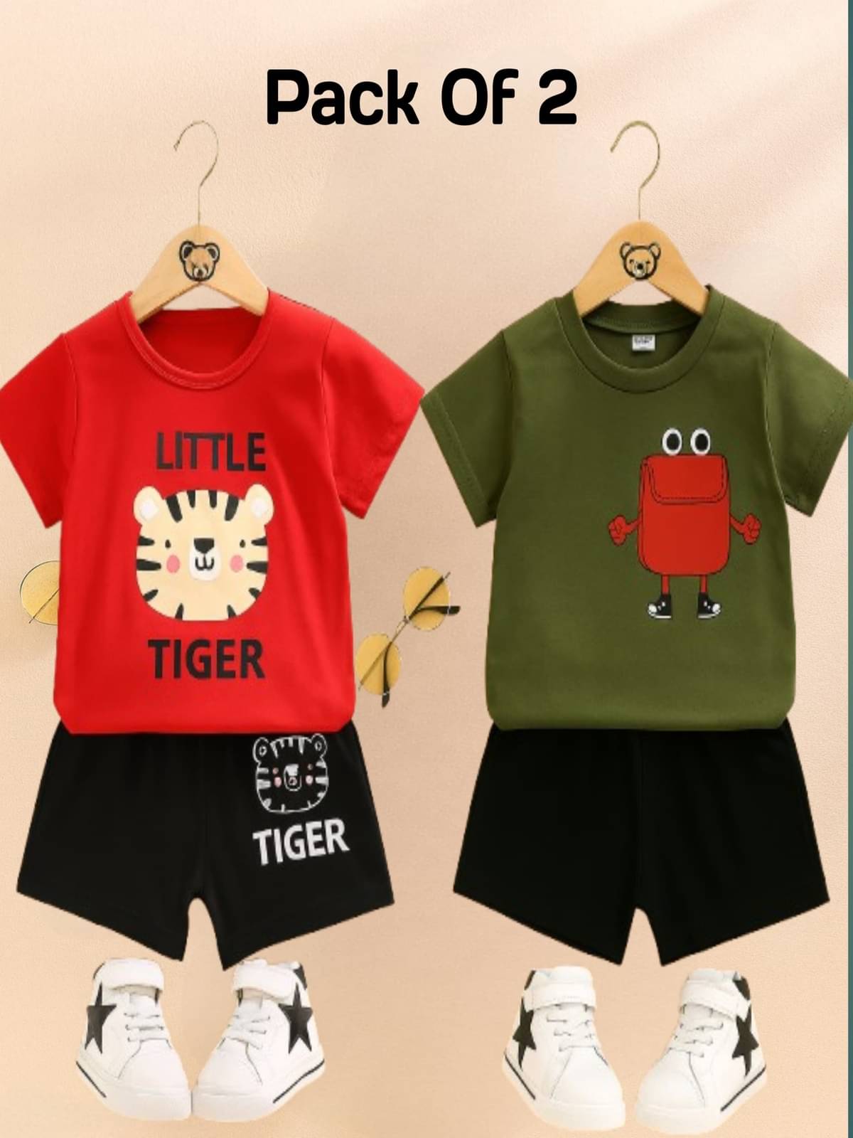     			SRP Pack of 2 Unisex Cotton T-Shirt & Shorts Set ( Multicolor )