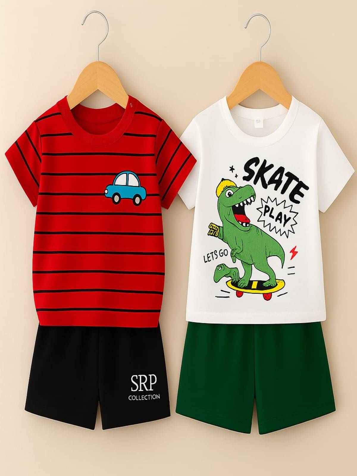 SRP Pack of 2 Unisex Cotton T-Shirt & Shorts Set ( Multicolor ) SRP Pack of 2 Unisex Cotton T-Shirt & Shorts Set ( Multicolor )