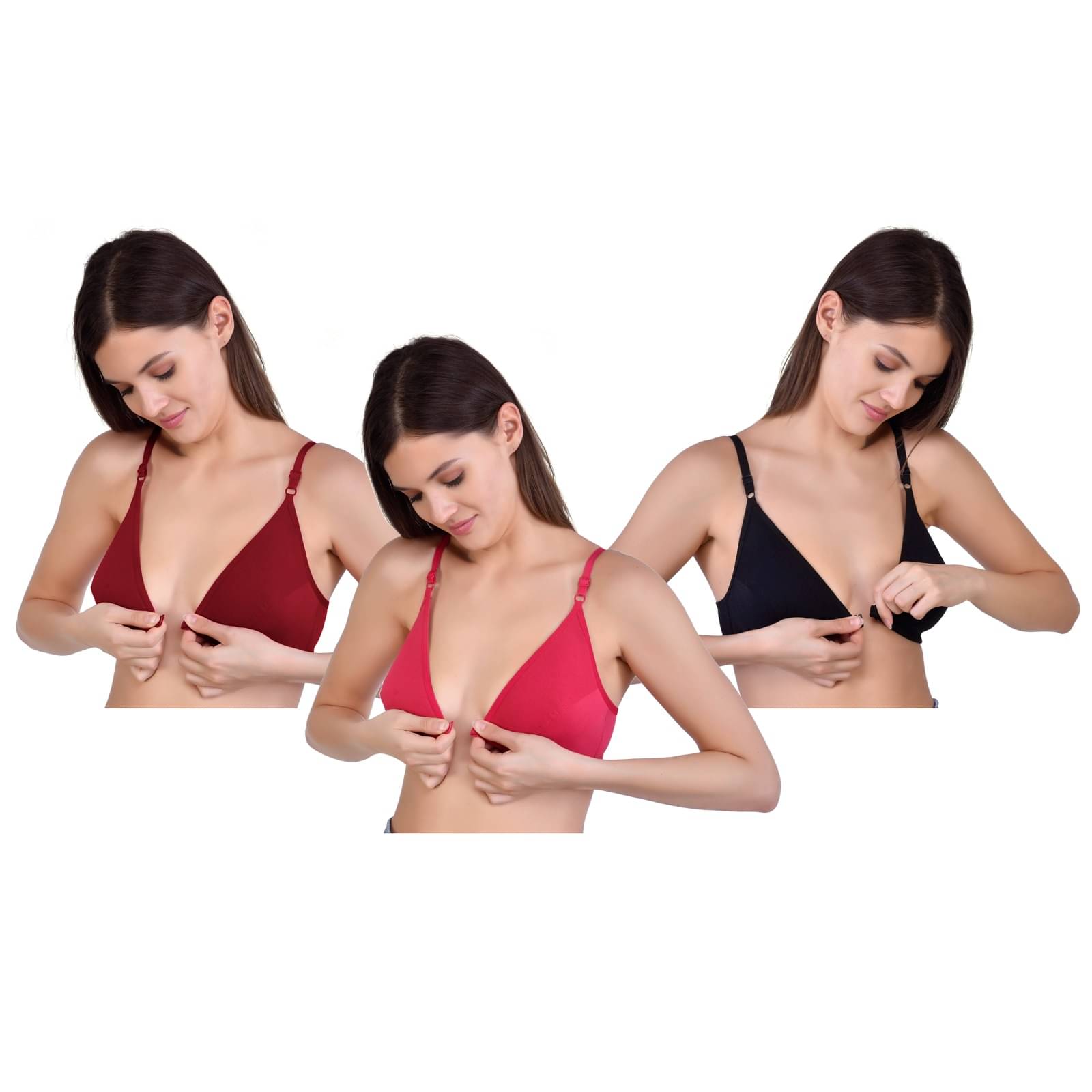 SUPERB STARLING Pack of 3 Cotton Blend Non Padded Everyday Bra For Women ( Multicolor 3 ) SUPERB STARLING Pack of 3 Cotton Blend Non Padded Everyday Bra For Women ( Multicolor 3 )