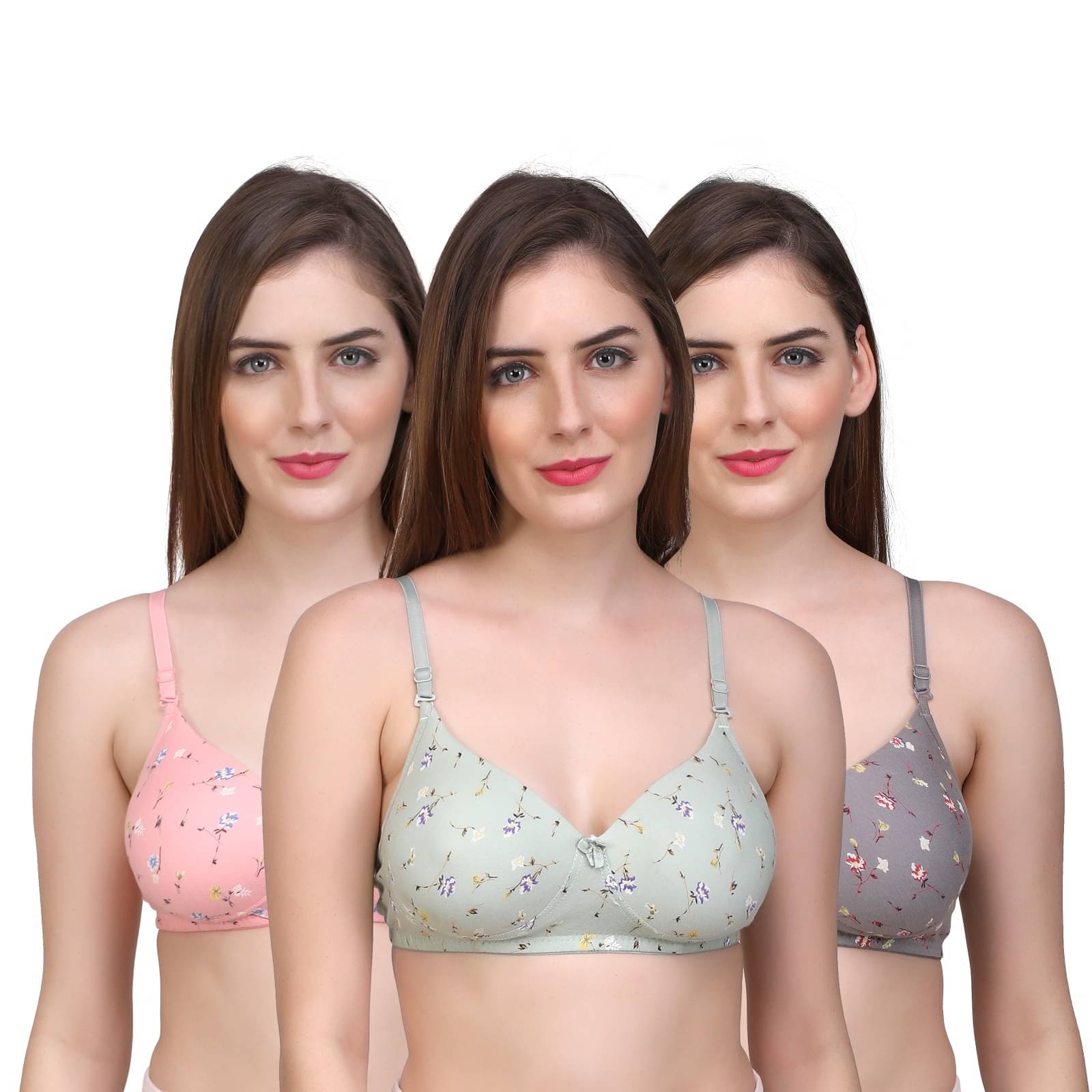     			SUPERB STARLING Pack of 3 Cotton Blend Lightly Padded Everyday Bra For Women ( Multicolor 3 )