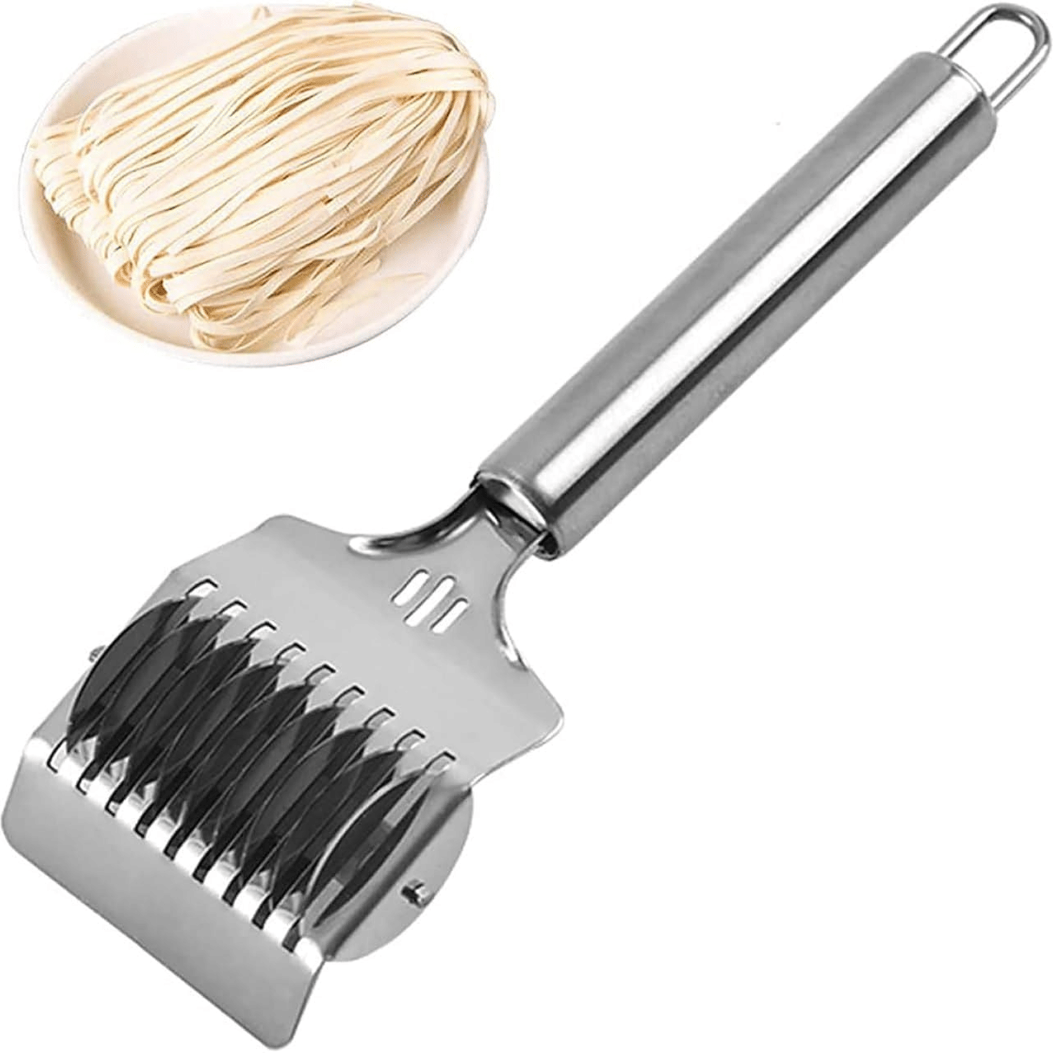 Stainless Steel Pasta Maker & Spaghetti Cutter - Fettuccine, Noodle, Lattice Roller, Dough Docker for Kitchen Cooking(Pack of 1) Stainless Steel Pasta Maker & Spaghetti Cutter - Fettuccine, Noodle, Lattice Roller, Dough Docker for Kitchen Cooking(Pack of 1)