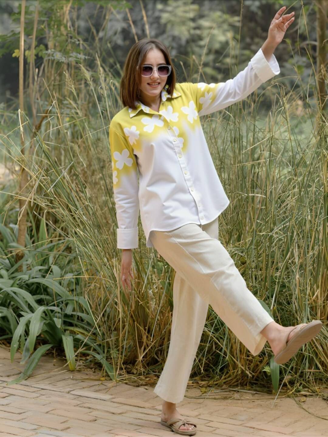 THECLASSICTOGS Women Printed Cotton Shirt ( Yellow ) THECLASSICTOGS Women Printed Cotton Shirt ( Yellow )