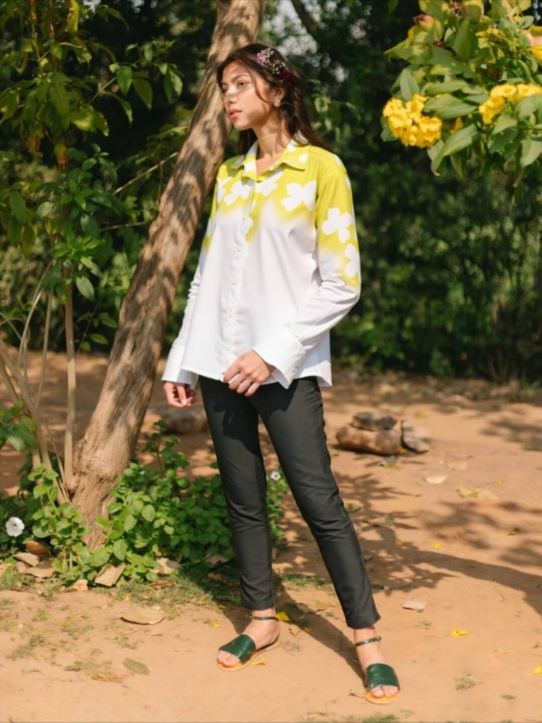 THECLASSICTOGS Women Printed Cotton Shirt ( Yellow ) THECLASSICTOGS Women Printed Cotton Shirt ( Yellow )