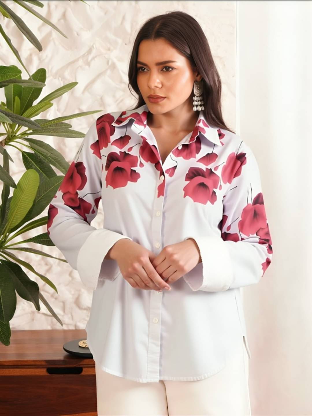 THECLASSICTOGS Women Printed Cotton Shirt ( Pink ) THECLASSICTOGS Women Printed Cotton Shirt ( Pink )
