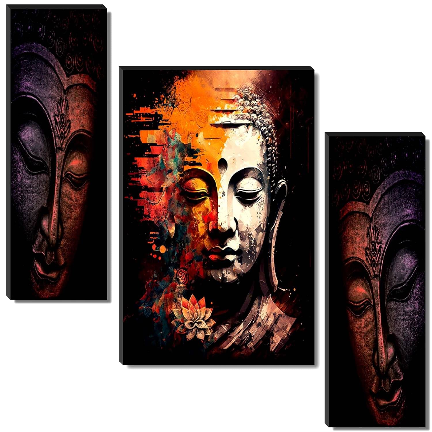 TNFArt Set Of 3 Lord Buddha Wall Paintings For Living Room Decorative Gift Items/home decor items 12 x 18 inch TNFArt Set Of 3 Lord Buddha Wall Paintings For Living Room Decorative Gift Items/home decor items 12 x 18 inch