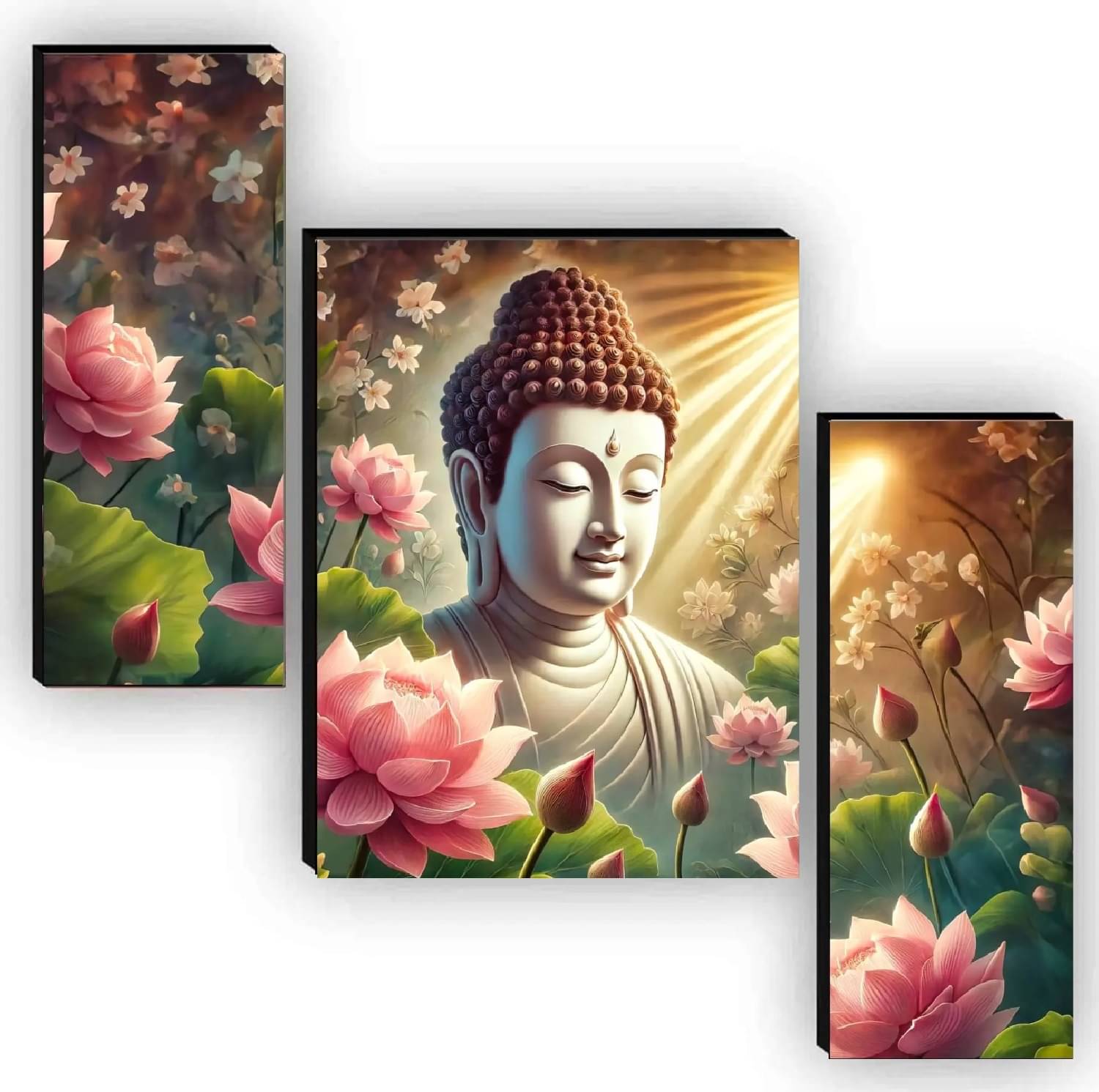 TNFArt Set Of 3 Lord Buddha Wall Paintings For Living Room Decorative Gift Items/home decor items 12 x 18 inch TNFArt Set Of 3 Lord Buddha Wall Paintings For Living Room Decorative Gift Items/home decor items 12 x 18 inch