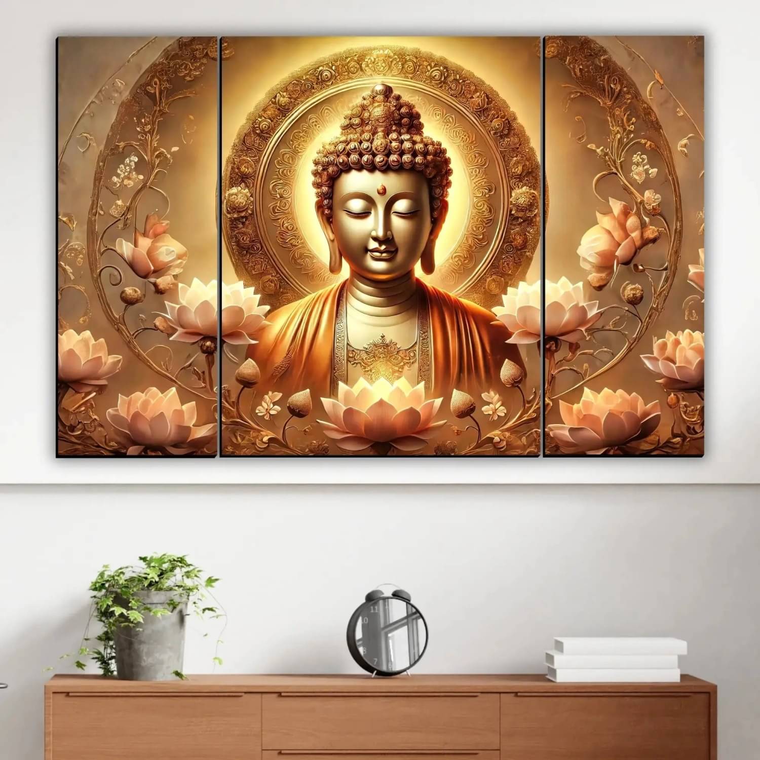 TNFArt Set Of 3 Lord Buddha Wall Paintings For Living Room Decorative Gift Items/home decor items 12 x 18 inch TNFArt Set Of 3 Lord Buddha Wall Paintings For Living Room Decorative Gift Items/home decor items 12 x 18 inch