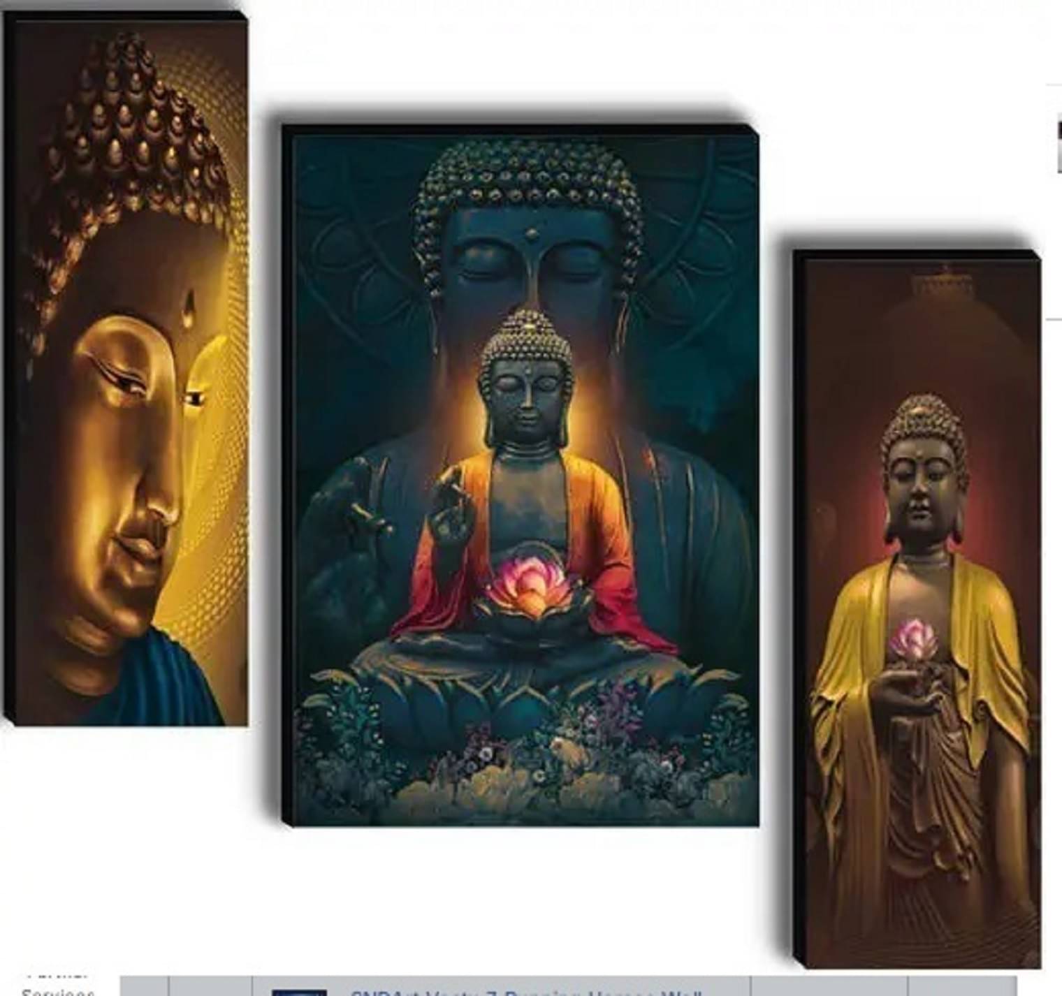 TNFArt Set Of 3 Lord Buddha Wall Paintings For Living Room Decorative Gift Items/home decor items 12 x 18 inch TNFArt Set Of 3 Lord Buddha Wall Paintings For Living Room Decorative Gift Items/home decor items 12 x 18 inch