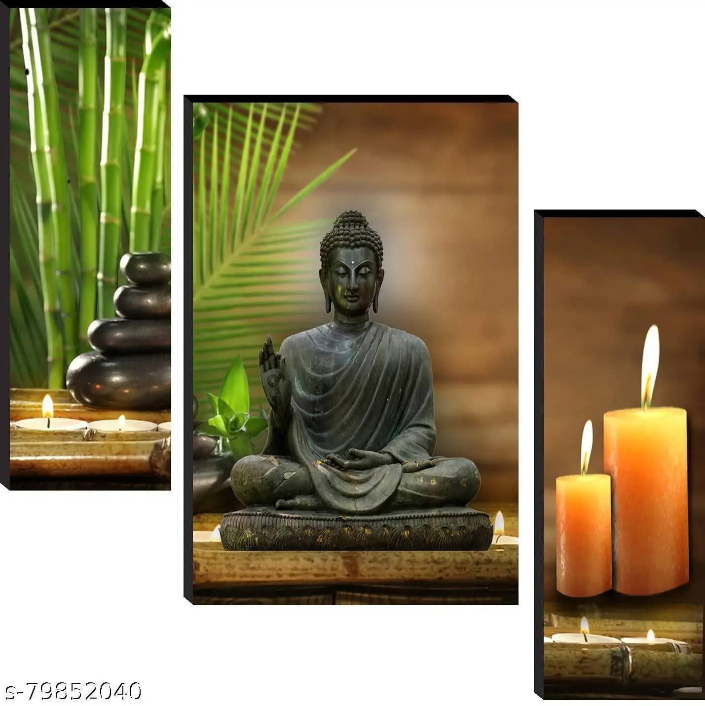 TNFArt Set Of 3 Lord Buddha Wall Paintings For Living Room Decorative Gift Items/home decor items 12 x 18 inch TNFArt Set Of 3 Lord Buddha Wall Paintings For Living Room Decorative Gift Items/home decor items 12 x 18 inch
