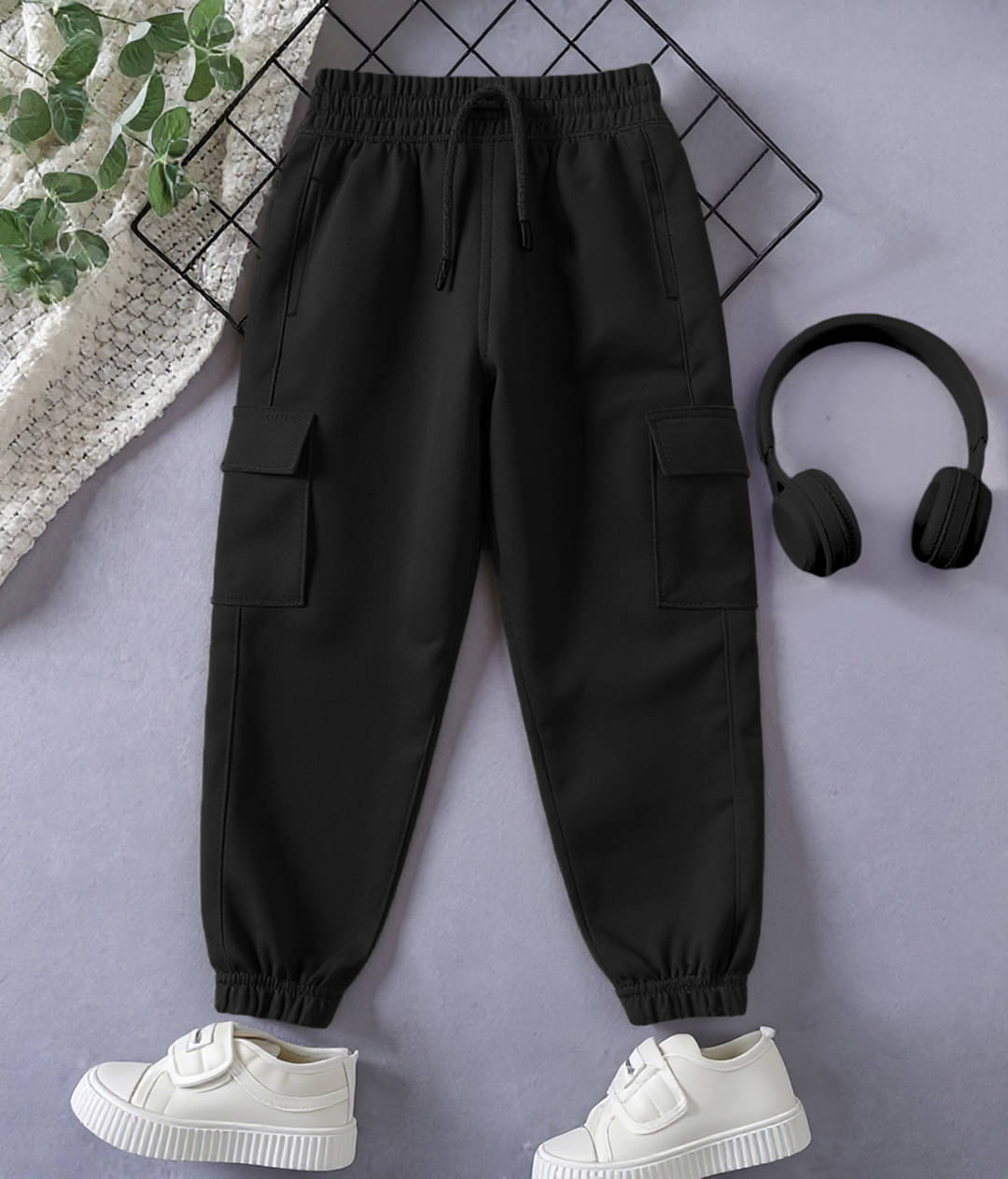     			Trampoline Pack of 1 Boys Cotton Cargos ( Black )