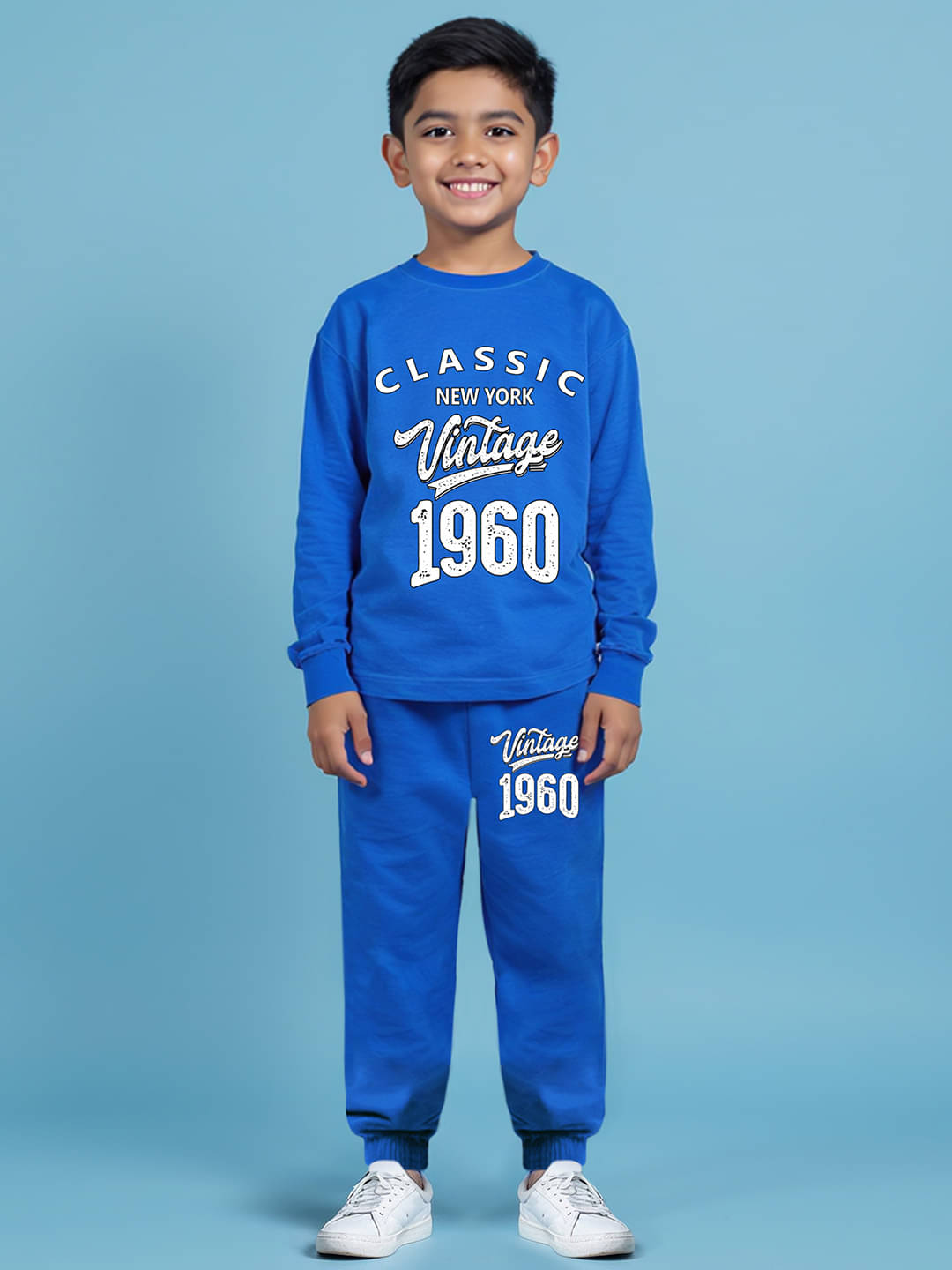Trampoline Pack of 1 Boys Cotton Blend T-Shirt & Trackpants Set ( Blue ) Trampoline Pack of 1 Boys Cotton Blend T-Shirt & Trackpants Set ( Blue )